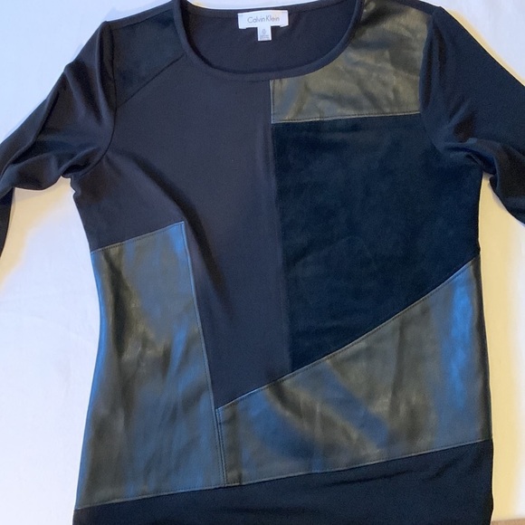 Calvin Klein size PS patchwork black top with faux suede and leather patches - Picture 4 of 6